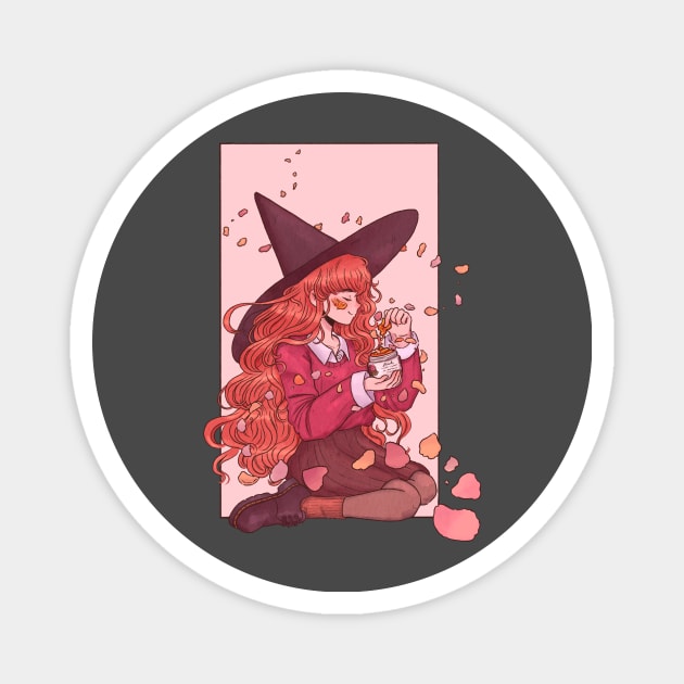 Magic Rose Facemask Witch Magnet by RedBeanPorridge TeePublic Store